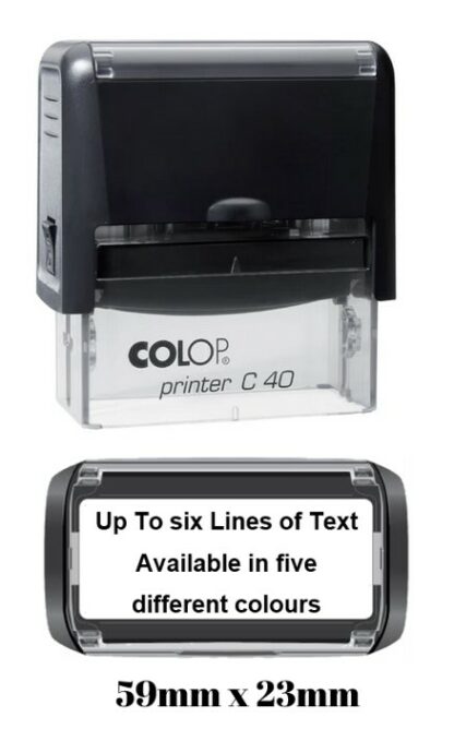 58mm x 22mm - Self-inking Personalised Rubber Stamp With Black Ink - Five Lines Of Text