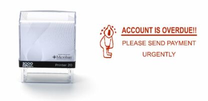 ACCOUNT OVERDUE - 38mm x 14mm Office Stamp Red Ink