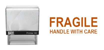 FRAGILE HANDLE WITH CARE - 38mm x 14mm Office Stamp Red Ink