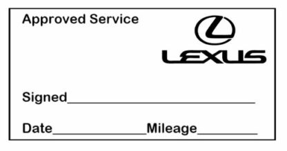 Lexus Approved Garage Service Stamp - 38mm x 14mm