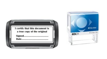 True Copy - Certified true copy - Large 69mm x 30mm Black self inking stamp